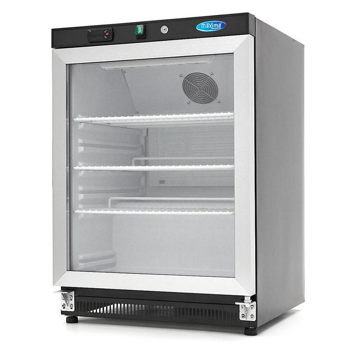 Koelkast - 200 L - Zwart - met Glazen Deur, Witgoed en Apparatuur, Koelkasten en IJskasten, 85 tot 120 cm, 200 liter of meer, Nieuw