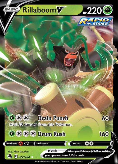 Rillaboom V 022/264 (Fusion Strike), Hobby en Vrije tijd, Verzamelkaartspellen | Pokémon, Losse kaart, Nieuw, Foil, Ophalen of Verzenden