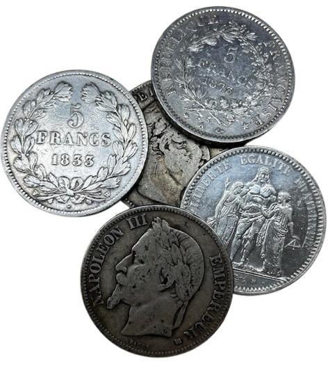 Zilveren 5 Franse Franc (1795-1889) (slechts 10% boven spot), Postzegels en Munten, Munten en Bankbiljetten | Verzamelingen, Munten