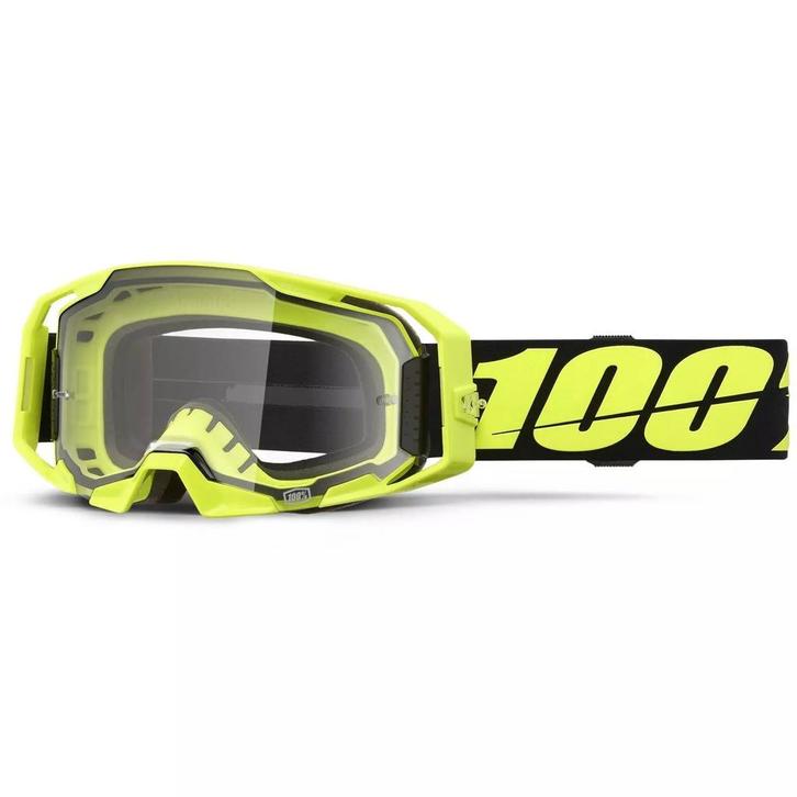 Motorbril 100% Procent Armatic Neon fluo zwart transparante, Motoren, Kleding | Motorkleding, Verzenden