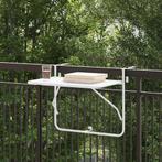 vidaXL Hangende Balkon Tafel Wit 60 x 39 x 65 cm Staal, Verzenden, Nieuw, Metaal