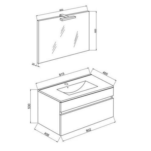 Badkamermeubelset Van Marcke RIVA Compleet Set 80CM Rook Eik, Doe-het-zelf en Verbouw, Sanitair, Ophalen of Verzenden