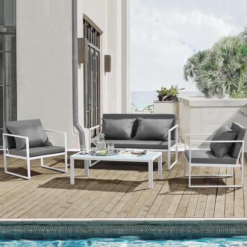 Tuinset loungeset 4-delig tuintafel tuinbank 2x tuinstoel wi, Tuin en Terras, Tuinsets en Loungesets, Nieuw, Verzenden