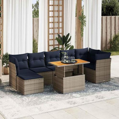 vidaXL 8-delige Loungeset met kussens poly rattan grijs, Tuin en Terras, Tuinsets en Loungesets, Loungeset, Nieuw, Rotan, Verzenden