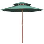 vidaXL Dubbeldekker parasol 270x270 cm houten paal groen, Nieuw, Verzenden