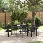 vidaXL 7-delige tuin eetset - zwarte PVC rotan, Verzenden, Nieuw, Kunststof