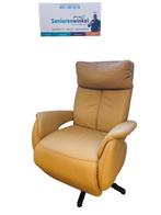 Meubelzorg Sta- Op en relax stoel in vol crème kleurig leder, Huis en Inrichting, Fauteuils, Minder dan 75 cm, Leer, Zo goed als nieuw