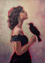 Stephanie van der Klooster - Woman with crow, Antiek en Kunst