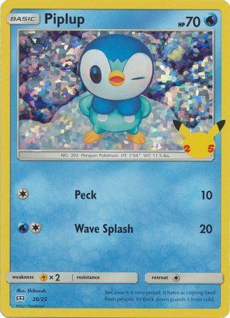 Piplup 20/25 Promo holo 25TH ANNIVERSARY MC DONALDS, Hobby en Vrije tijd, Verzamelkaartspellen | Pokémon, Losse kaart, Nieuw, Foil