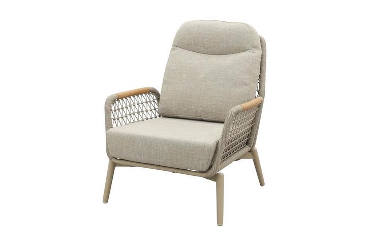 VDG Bilbao verstelbare rope loungestoel - Latte/Teak, Tuin en Terras, Tuinsets en Loungesets, Nieuw, Overige materialen, Verzenden