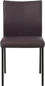 Donkerpaarse leren moderne eetkamerstoel - poot vierkant zwa, Huis en Inrichting, Stoelen, Overige kleuren, Nieuw, Leer, Ophalen of Verzenden