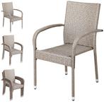 Polyrattan Stapelstoel Comfort Set van 4 kleur Creme, Tuin en Terras, Verzenden, Nieuw