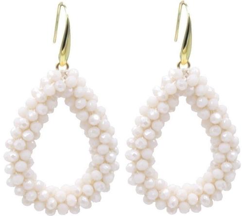 Oorbellen Beige - Facet geslepen kralen, Sieraden, Tassen en Uiterlijk, Oorbellen, Hangers, Beige, Nieuw, Overige materialen, Verzenden