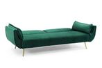 Retro slaapbank DIVANI 220cm smaragdgroen fluweel gouden, Nieuw, Ophalen of Verzenden