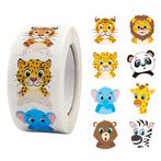 500 Stickers Op Rol - 2.5cm - Dierentuin Dieren -, Diversen, Verzenden, Nieuw