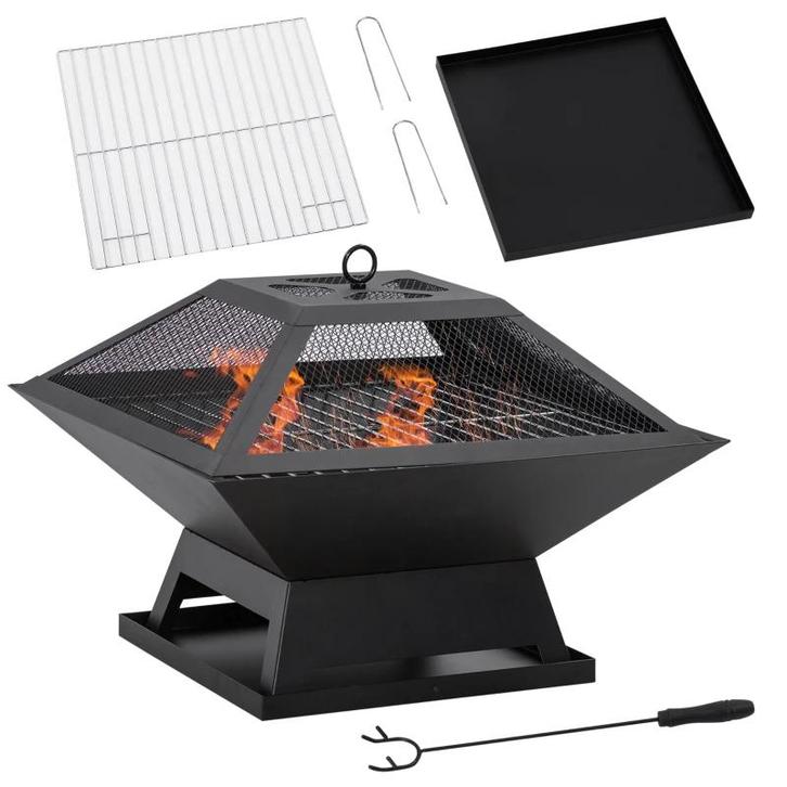 TRUUSK Vuurschaal Met Vonkenbescherming - Grillrooster en Po, Tuin en Terras, Vuurschalen, Nieuw, Verzenden