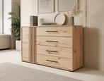 Meubella Dressoir eiken 138 cm - 1 deur 4 lades, Huis en Inrichting, Kasten | Dressoirs, 100 tot 150 cm, Verzenden, Nieuw, Modern