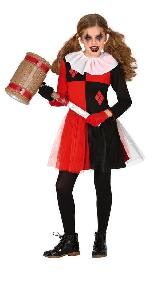 Harlekijn Halloween Kostuum Kind zwart-rood, Hobby en Vrije tijd, Feestartikelen, Nieuw, Verzenden