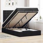 vidaXL Ottoman bed met matras en LEDs 120x190 cm stof zwart, Verzenden, Zwart, Nieuw, 190 cm of minder