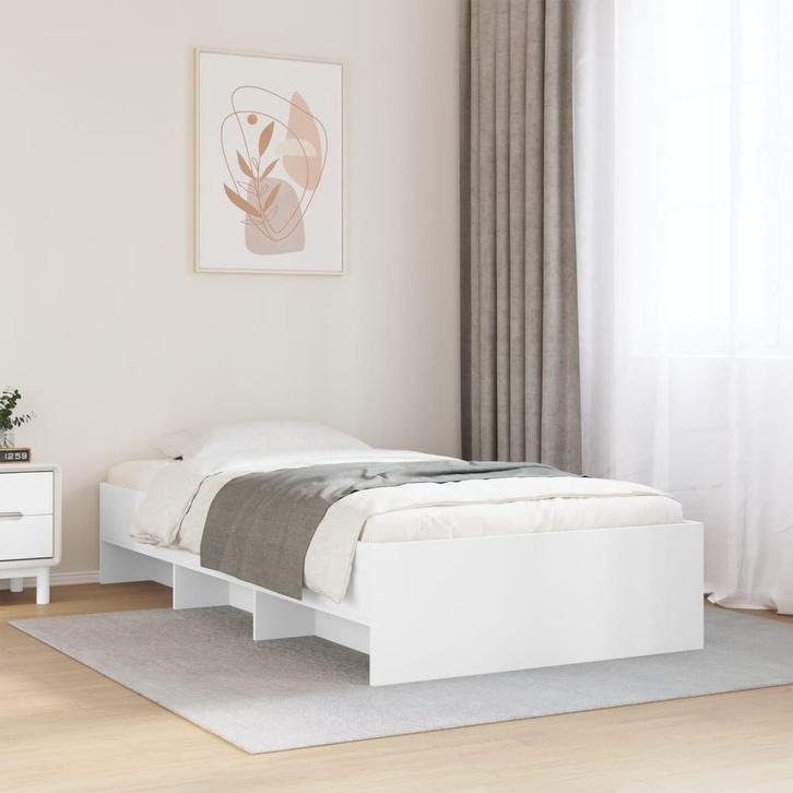 vidaXL Bedframe bewerkt hout wit 75x190 cm, Huis en Inrichting, Slaapkamer | Bedden, Wit, Nieuw, Hout, Eenpersoons, Verzenden