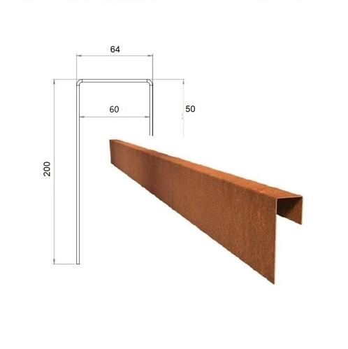 Cortenstaal u-profiel 230x6,4x20cm - maatwerk, Tuin en Terras, Bielzen en Borders, 200 cm of meer, Nieuw, Overige materialen, Border
