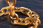 Design bijzettafel CHAINS 40cm goud mangohout handgemaakt, Huis en Inrichting, Tafels | Sidetables, Ophalen of Verzenden, Nieuw