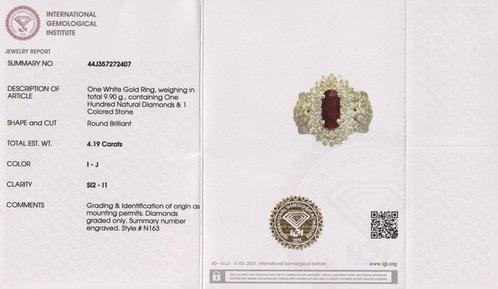 Statement ring - 14 karaat Witgoud - 6.35ct. tw. Robijn -, Sieraden, Tassen en Uiterlijk, Antieke sieraden