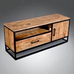 Tv-meubel Mangohout | Naturel | Breedte: 130,0cm, Nieuw, Industrieel, Ophalen of Verzenden