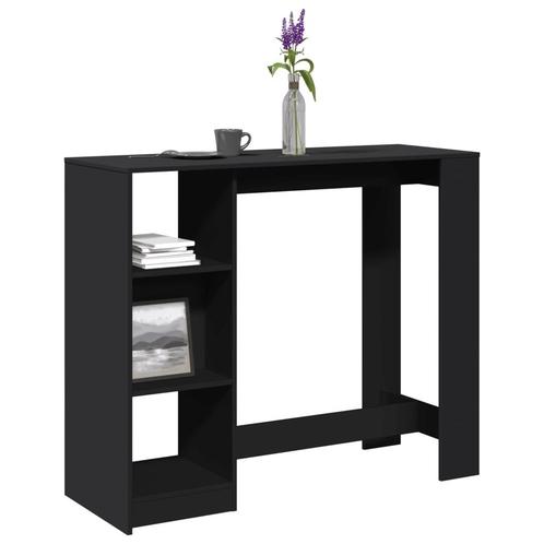 vidaXL Bartafel met schap 124x46x103,5 cm bewerkt hout zwart, Huis en Inrichting, Tafels | Eettafels, Nieuw, Verzenden