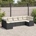 vidaXL 7-delige tuinsofa set met kussens in zwart poly, Verzenden, Nieuw, Rotan