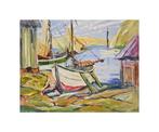 Postimpressionist School (XX) - XL FORMAT - Boats in the, Antiek en Kunst