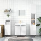 vidaXL Badkamerkast 58x33x60 cm bewerkt hout hoogglans wit, Huis en Inrichting, Badkamer | Badkamermeubels, Verzenden, Nieuw