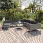 vidaXL 12-delige Loungeset met kussens poly rattan grijs, Verzenden, Nieuw, Rotan, Loungeset