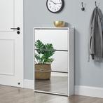 Schoenenkast met spiegels 3 vouwdeuren 102,5x63x17 cm wit, Huis en Inrichting, Kasten | Schoenenkasten, Verzenden, Nieuw