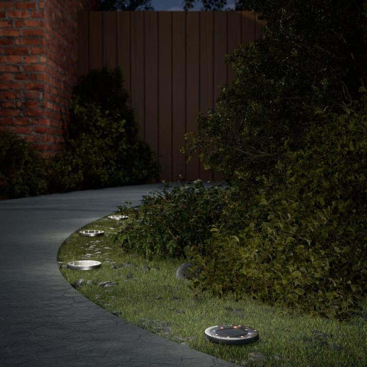 vidaXL Grondlampen 4 st solar met grondpennen warmwit, Tuin en Terras, Buitenverlichting, Vloerlamp, Nieuw, Kunststof, Zonne-energie