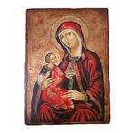 Icoon - Moeder Gods - Hout - Met de hand geschilderd - 40 x