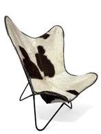 Fauteuil - Vlinderstoel - Leder, Metaal, Koeienhuid -