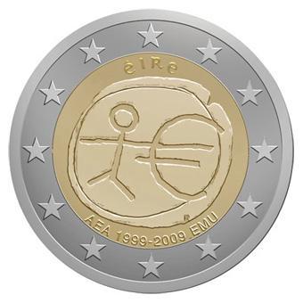 Ierland 2 Euro 10 Jaar EMU 2009, Postzegels en Munten, Munten | Europa | Euromunten, Verzenden