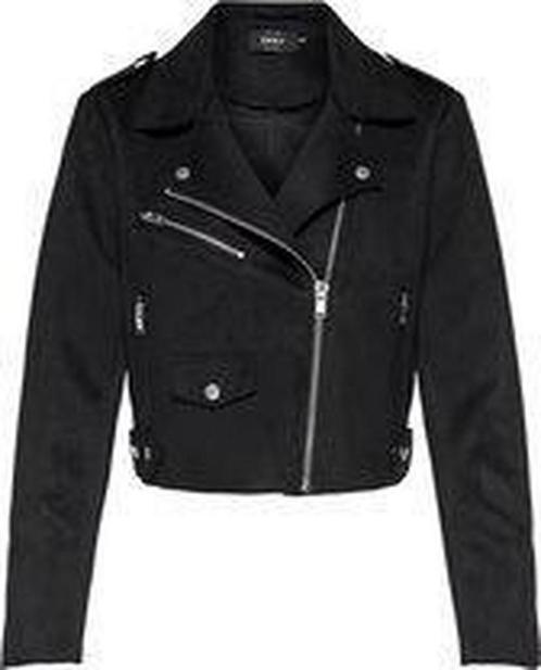 Only Sherry Crop Bonded Biker Jack - 42 - Dames - Zwart, Kleding | Dames, Jassen | Winter, Verzenden