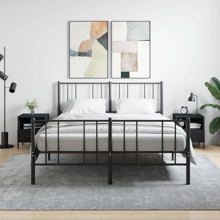vidaXL Nachtkastjes 2 st 40x35x47,5 cm bewerkt hout zwart, Huis en Inrichting, Slaapkamer | Nachtkastjes, Nieuw, Minder dan 45 cm
