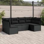 vidaXL 6-delige Loungeset met kussens poly rattan zwart, Verzenden, Nieuw, Rotan, Loungeset