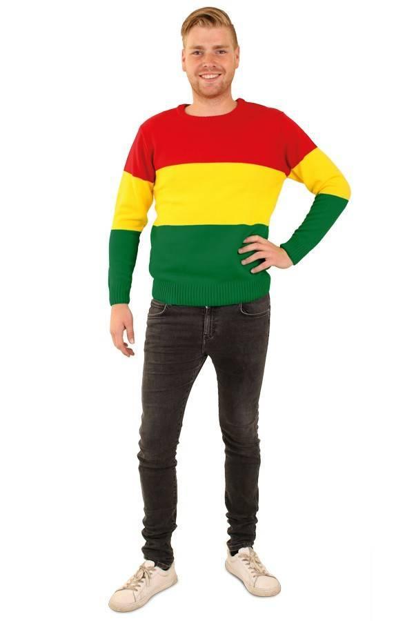 Gebreide trui rood/geel/groen gestreept unisex, Kleding | Dames, Carnavalskleding en Feestkleding, Nieuw, Ophalen of Verzenden