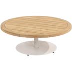 Volta teak salontafel centrale poot wit 80 cm rond 4, Ophalen of Verzenden, Nieuw