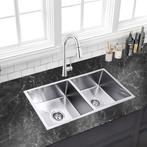 Dubbele Spoelbak | Wasbak | 87x44x20cm | RVS | Zilver, Huis en Inrichting, Keuken | Keukenelementen, Minder dan 50 cm, Overige kleuren