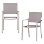 Fowl Eetstoel set van 2 Aluminium  Textileen Zand Exotan, Verzenden, Nieuw