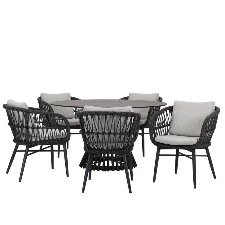 Arezzo Pasadena dining tuinset 140xH75 cm rond 6 delig, Tuin en Terras, Tuinsets en Loungesets, Nieuw, Ophalen of Verzenden