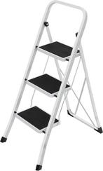 Songmics GSL03WT 3 treden ladder van €38 voor €29, Doe-het-zelf en Verbouw, Ladders en Trappen, Ophalen of Verzenden, Nieuw