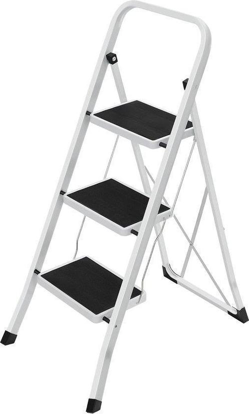 Songmics GSL03WT 3 treden ladder van €38 voor €29, Doe-het-zelf en Verbouw, Ladders en Trappen, Nieuw, Ophalen of Verzenden