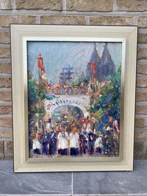 Frits Hes (1911-1972) - Processie, Antiek en Kunst, Kunst | Schilderijen | Klassiek