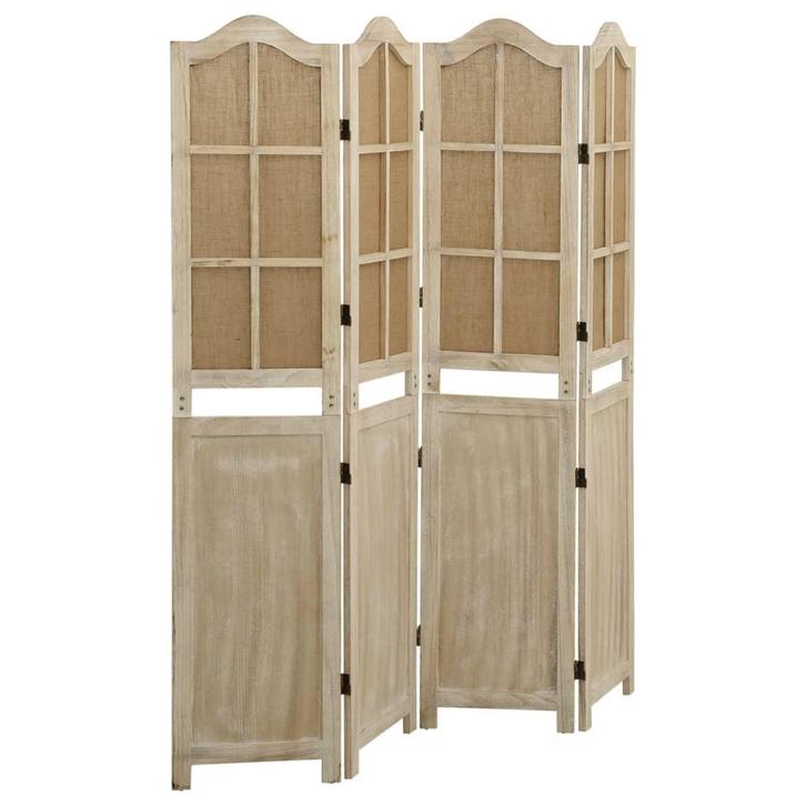 vidaXL Kamerscherm met 4 panelen 140x165 cm stof bruin, Huis en Inrichting, Woonaccessoires | Kamerschermen, Nieuw, Verzenden